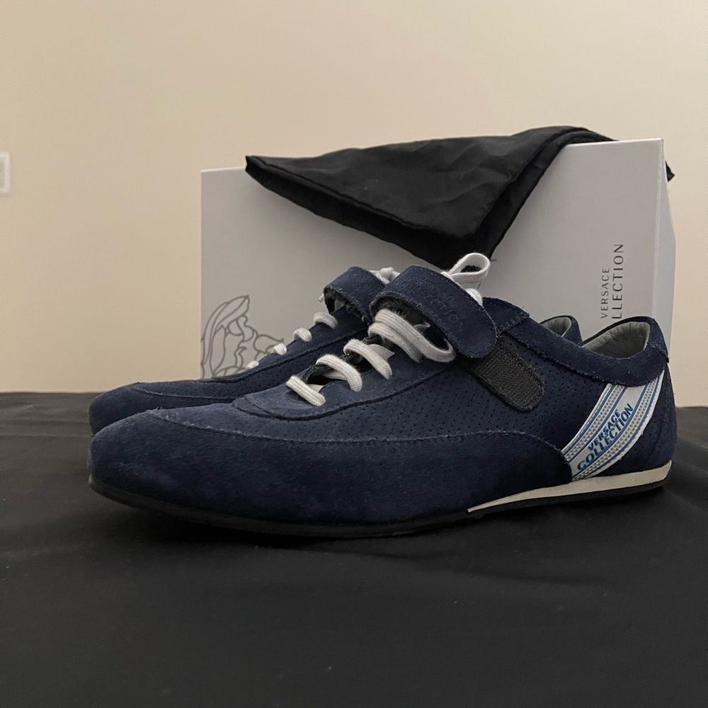 Versace Collection Authentic Blue Suede Sneakers - Men's US 10